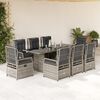 vidaXL 9 Piece Garden Dining Set with Cushions Grey Poly Rattan
