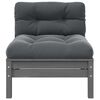 vidaXL 2-Seater Garden Sofa with Cushions Grey Solid Pinewood
