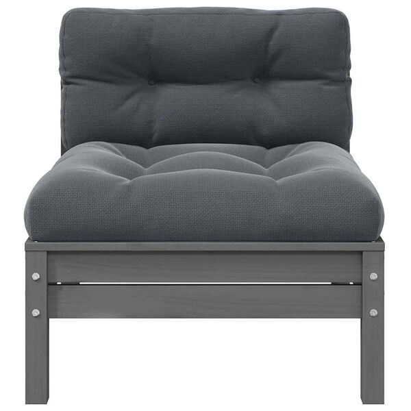 vidaXL 2-Seater Garden Sofa with Cushions Grey Solid Pinewood