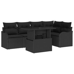 vidaXL Dining Set 6 pcs Black Poly rattan