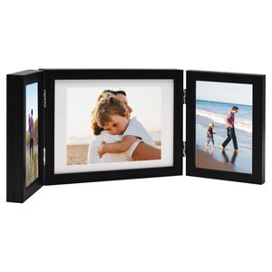vidaXL Trifold Photo Frame | Black | MDF, PS (polystyrene)