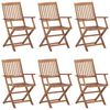 vidaXL Folding Garden Chairs 6 pcs with Cushions Solid Acacia Wood