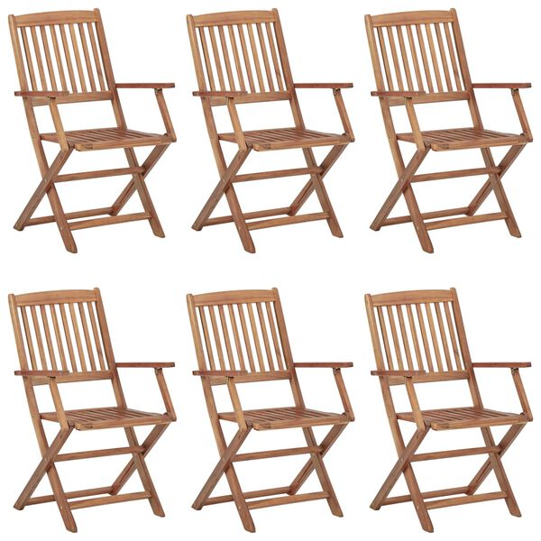 vidaXL Folding Garden Chairs 6 pcs with Cushions Solid Acacia Wood