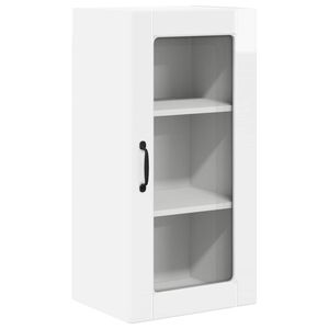 vidaXL Wall Glass Cabinet LUCCA High Gloss White 40 x 31 x 80 cm