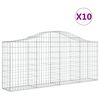 vidaXL Arched Gabion Baskets 10 pcs 200x30x80/100 cm Galvanised Iron
