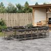 vidaXL 15 Piece Garden Dining Set with Cushions Grey Poly Rattan