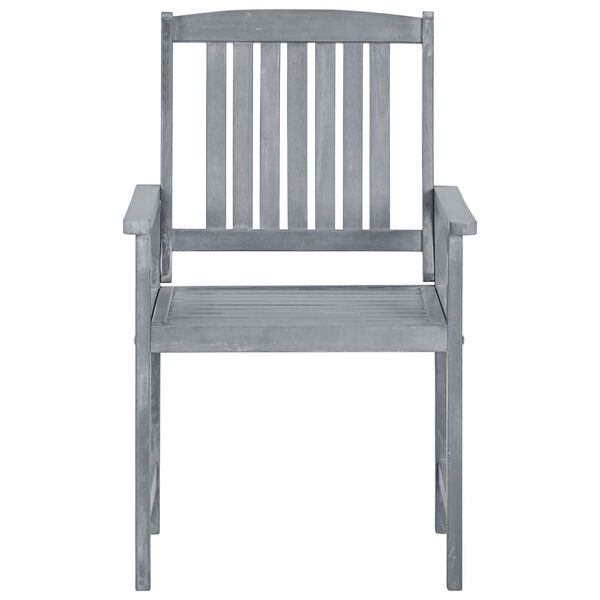 vidaXL Garden Chairs with Cushions 2 pcs Grey Solid Acacia Wood