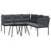 vidaXL Garden Sofa Set with Cushions Black Steel and Textilene