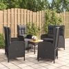 vidaXL 5 Piece Garden Dining Set with Cushions Black Poly Rattan