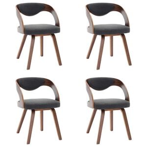 vidaXL Dining Chair | Set of 4 | Dark grey and dark brown | Fabric and bentwood