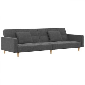 vidaXL 2-Seater Sofa Bed with Two Pillows Light Grey Fabric
