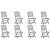 vidaXL Folding Outdoor Chairs 8 pcs Solid Acacia Wood