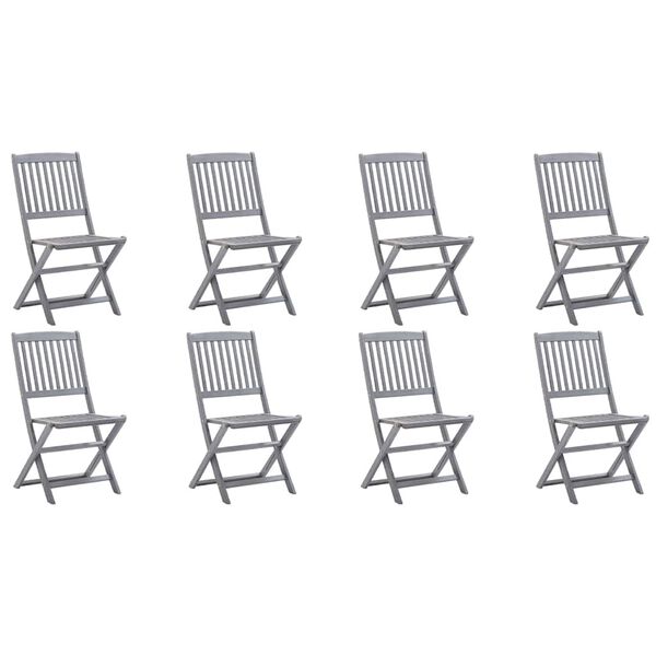 vidaXL Folding Outdoor Chairs 8 pcs Solid Acacia Wood