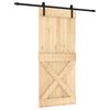 vidaXL Sliding Door Natural and Black 90 x 210 cm Solid Pine Wood