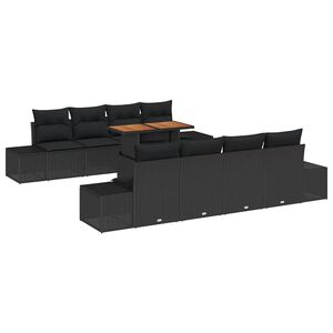 vidaXL Garden Sofa Set 9 pcs Black Poly Rattan