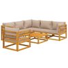vidaXL 7 Piece Garden Lounge Set with Taupe Cushions Solid Wood