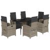 vidaXL 7 Piece Garden Dining Set with Cushions Grey Poly Rattan