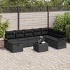 vidaXL Garden Sofa Set with Cushion Manual 9 pcs Black Poly Rattan