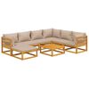 vidaXL 8 Piece Garden Lounge Set with Taupe Cushions Solid Wood