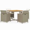 vidaXL 5 Piece Garden Dining Set with Cushions Poly Rattan Beige