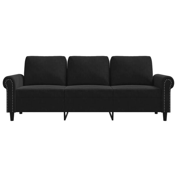 vidaXL 3-Seater Sofa Black 180 cm Velvet