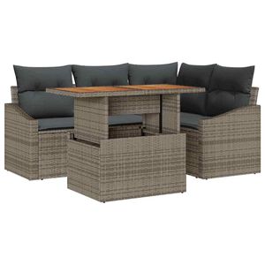 vidaXL Garden Sofa Set 5 pcs Grey Poly Rattan