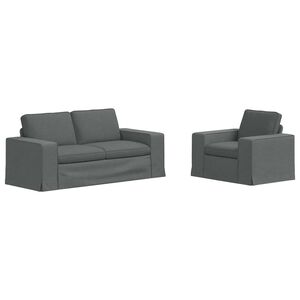 vidaXL Sofa Set 2 pcs Dark Grey Fabric