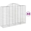 vidaXL Arched Gabion Baskets 8 pcs 200x50x140/160 cm Galvanised Iron