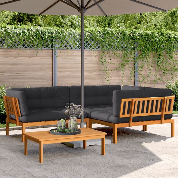 vidaXL 4 Piece Garden Pallet Sofa Set with Cushions Solid Wood Acacia