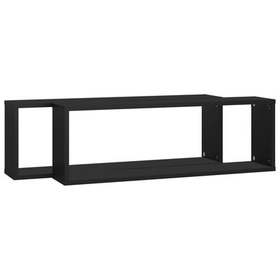 vidaXL Wall Cube Shelf 2 pcs Black 80x15x26.5 cm Engineered Wood