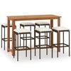 vidaXL 7 Piece Garden Bar Set with Cushions Brown