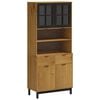 vidaXL Highboard with Glass Doors "FLAM" 80x40x180 cm Solid Wood Pine