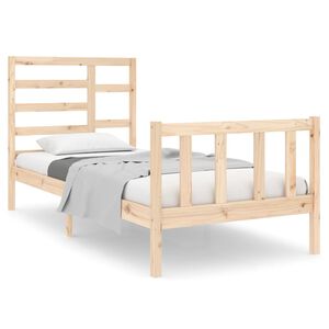 vidaXL Bed Frame | Natural Wood | Solid pine wood, Plywood | Single