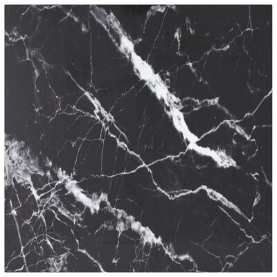 vidaXL Table Top Black 70x70 cm 6 mm Tempered Glass with Marble Design
