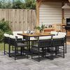 vidaXL 9 Piece Garden Dining Set with Cushions Black Poly Rattan