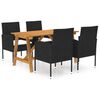 vidaXL 5 Piece Garden Dining Set Black