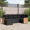 vidaXL 6 Piece Garden Sofa Set with Cushions Black Poly Rattan