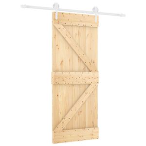 vidaXL Sliding Door Natural and White 85 x 210 cm Solid Pine Wood