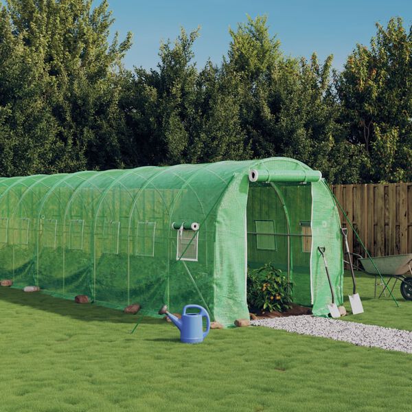 vidaXL Greenhouse with Steel Frame Green 24 m&sup2; 12x2x2 m