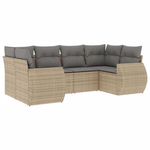 vidaXL 6 Piece Garden Sofa Set with Cushions Beige Poly Rattan
