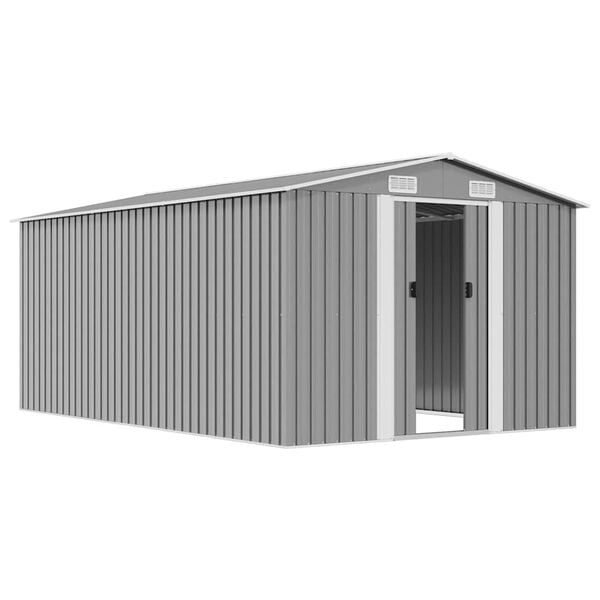 vidaXL Garden Shed 257x392x181 cm Metal Grey