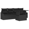 vidaXL Garden Sofa Set 5 pcs Black Poly Rattan