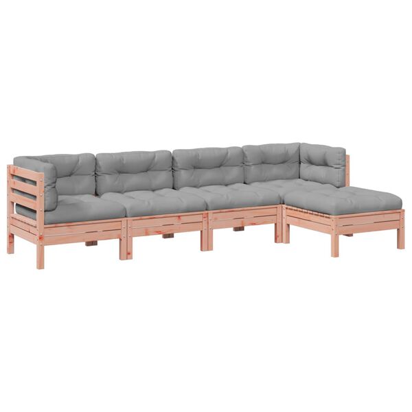 vidaXL 5 Piece Garden Sofa Set with Cushions Solid Wood Douglas Fir