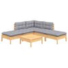 vidaXL 6 Piece Garden Lounge Set with Grey Cushions Pinewood