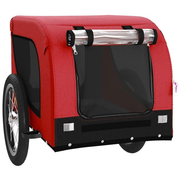 vidaXL Pet Bike Trailer Red and Black Oxford Fabric and Iron