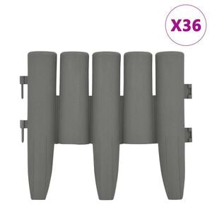 vidaXL Lawn Edgings 36 pcs Grey 10 m PP