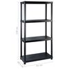 vidaXL Storage Shelf 4-Tier Black 244x30.5x130 cm Plastic