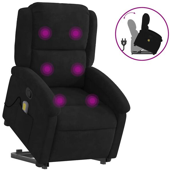 vidaXL Stand up Massage Recliner Chair Black Velvet