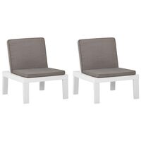 vidaXL Garden Lounge Chairs with Cushions 2 pcs Plastic White