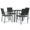 vidaXL 5 Piece Garden Dining Set with Cushions Poly Rattan and Steel